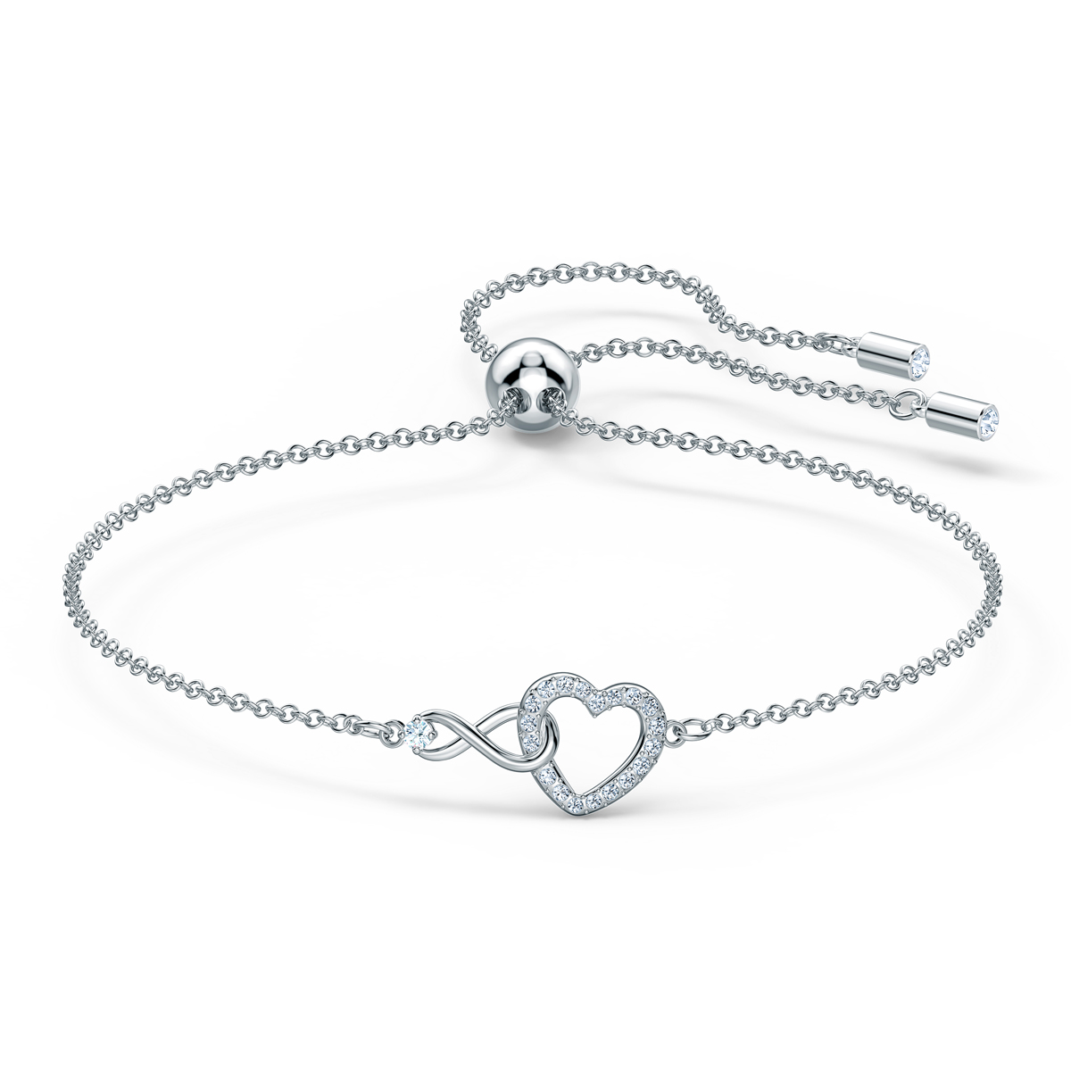 Swarovski Rhodium Silver and Crystal Infinity Heart Bracelet